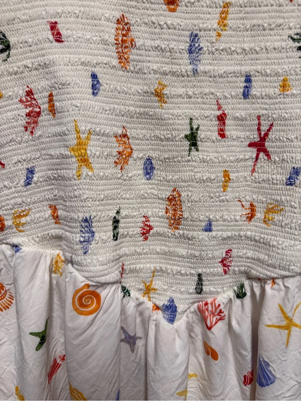 XL White Patterned Maxi Dress. Ocean/Sea Themed Print - Picture 2 of 5